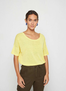 T-shirt boutonné dans le dos en lin flammé - Tally 7660 citron - 08 Jaune