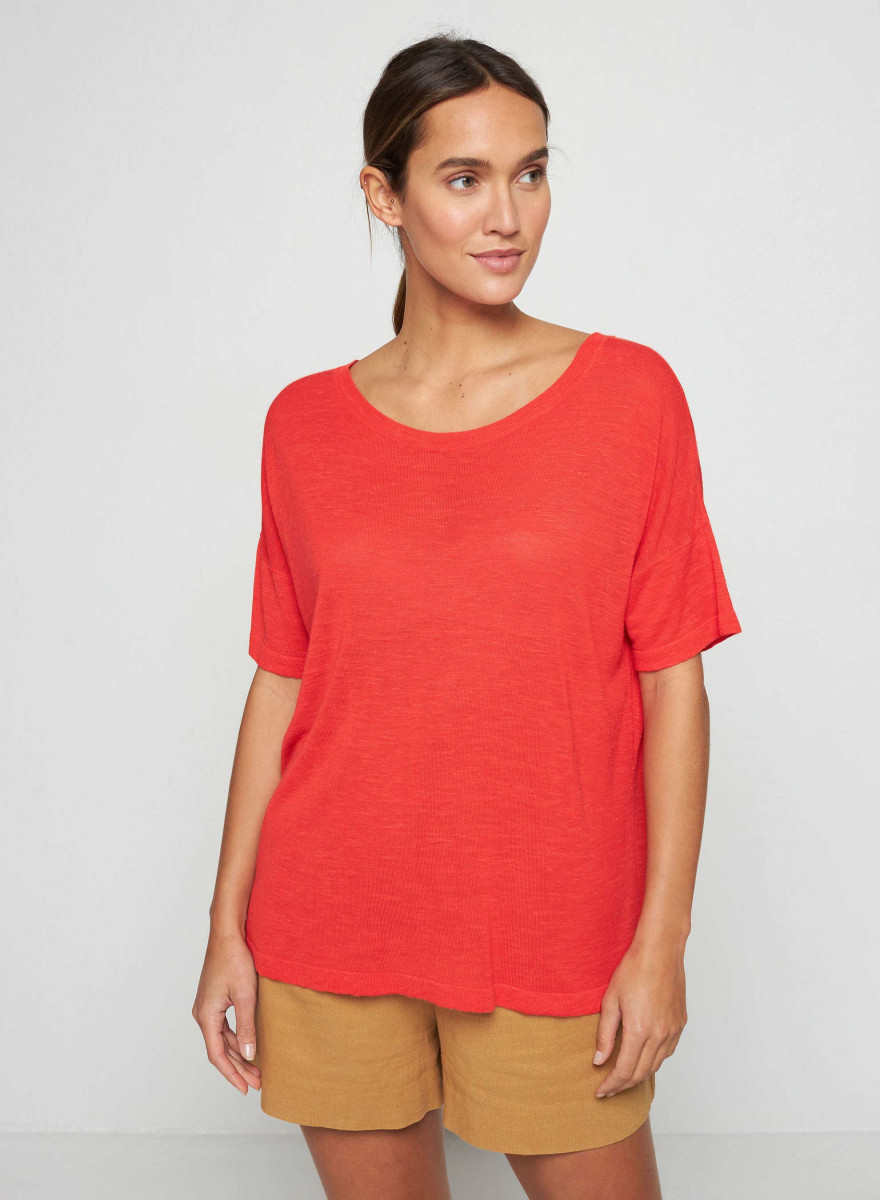 T-shirt boutonné en lin flammé - Tally