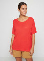 T-shirt boutonné dans le dos en lin flammé - Tally 7680 capucine - 15 Orange