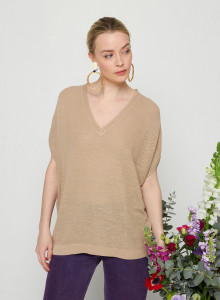 Flamed linen batwing T-shirt - Tarra