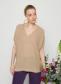 T-shirt manche chauve-souris en lin flammé - Tarra 7620 raphia - 12 Beige clair