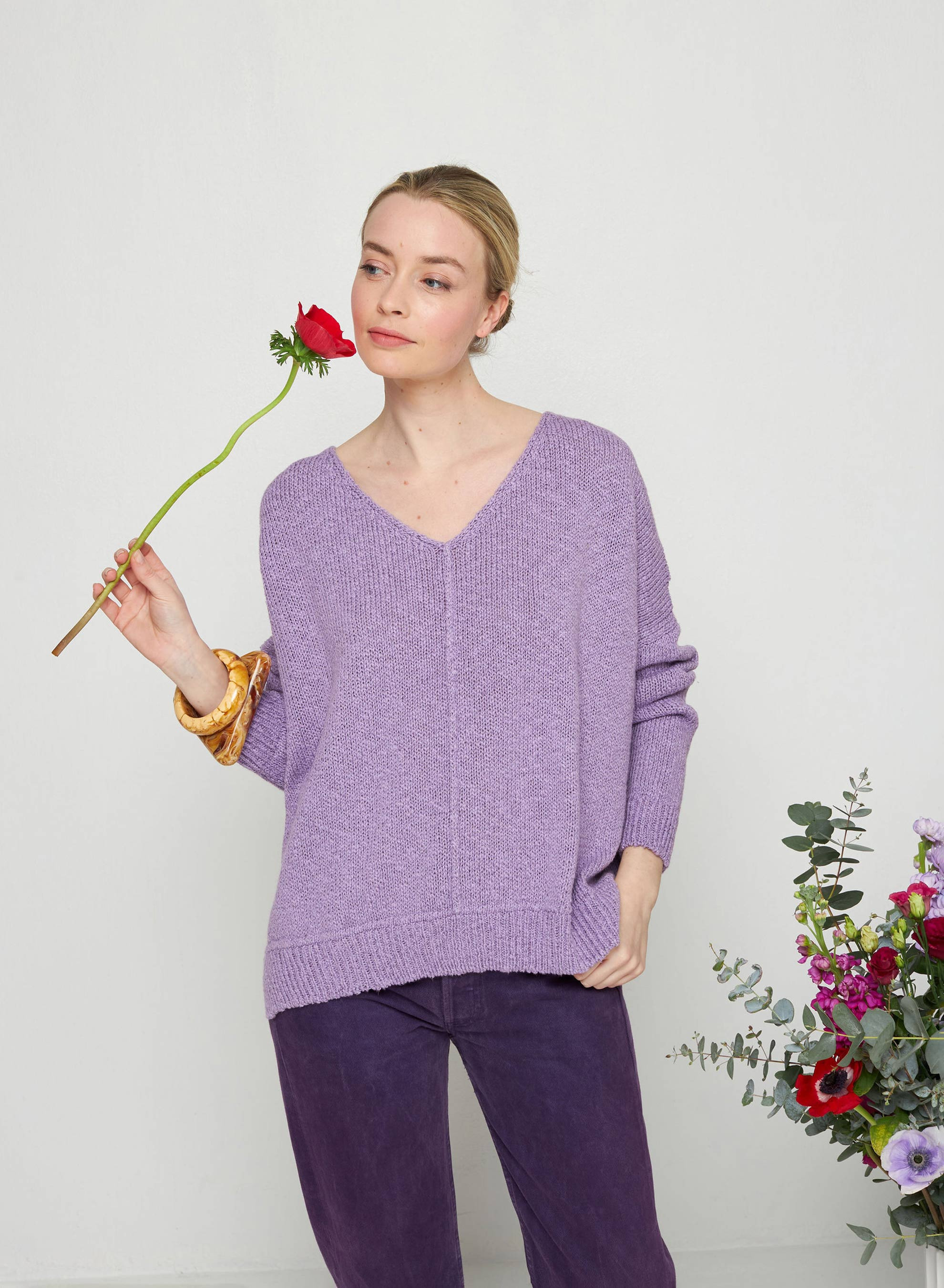 Loose cotton and linen jumper - Thalie