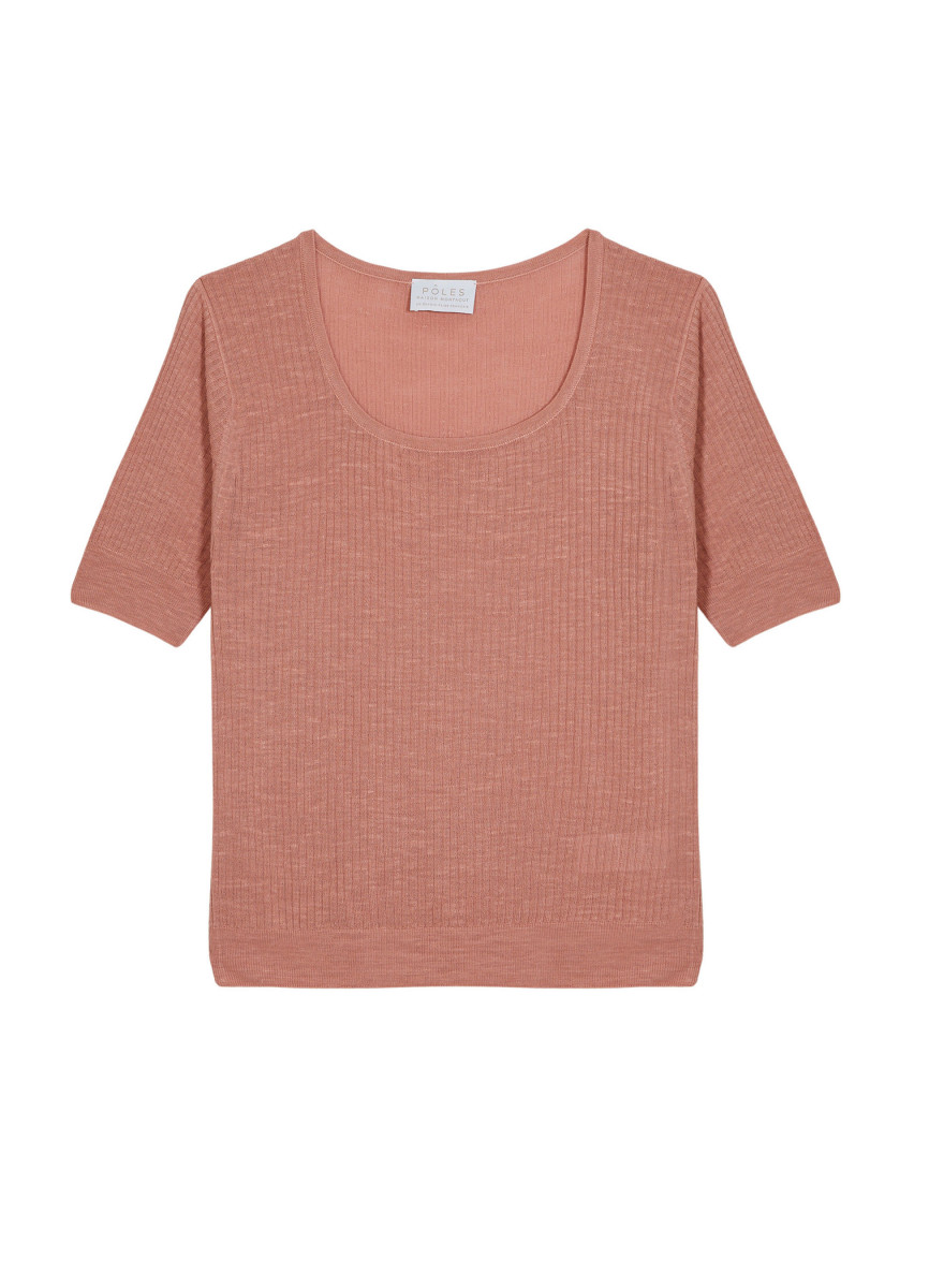 Flamed linen ribbed T-shirt - Tahissa