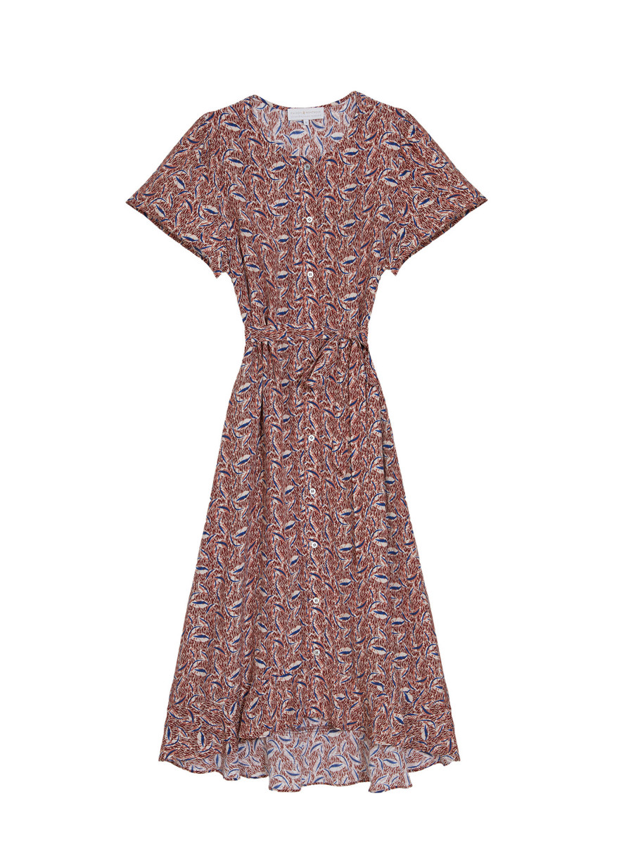 Robe longue à motifs en chaine et trame viscose - Sefiane