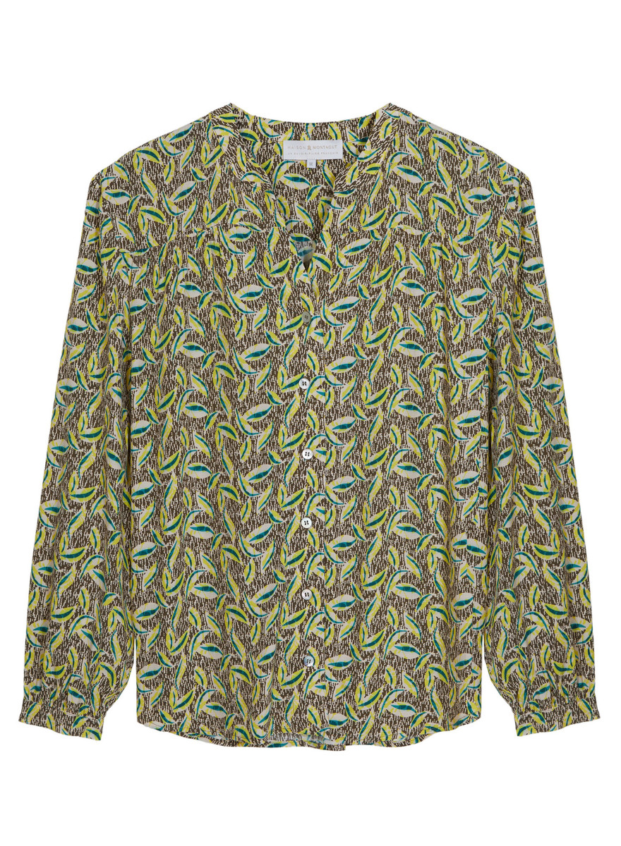 Patterned long-sleeved blouse in viscose warp and weft - Seina