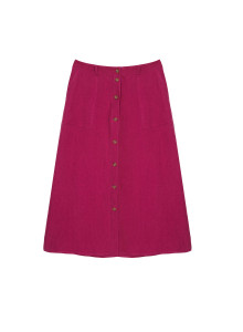 Jupe longue à boutons en lin - Tourya 7681 pivoine - 26 Rose foncé