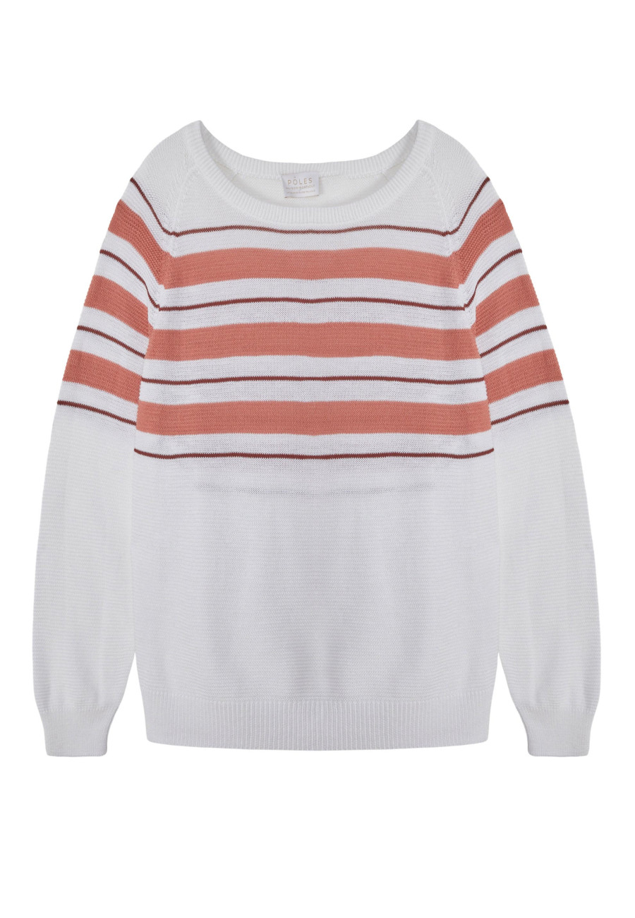 Striped slub linen loose sweater -Tael