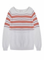 Pull ample rayé en lin flammé - Tael 7709 ecru/argile/blush - 02 Blanc