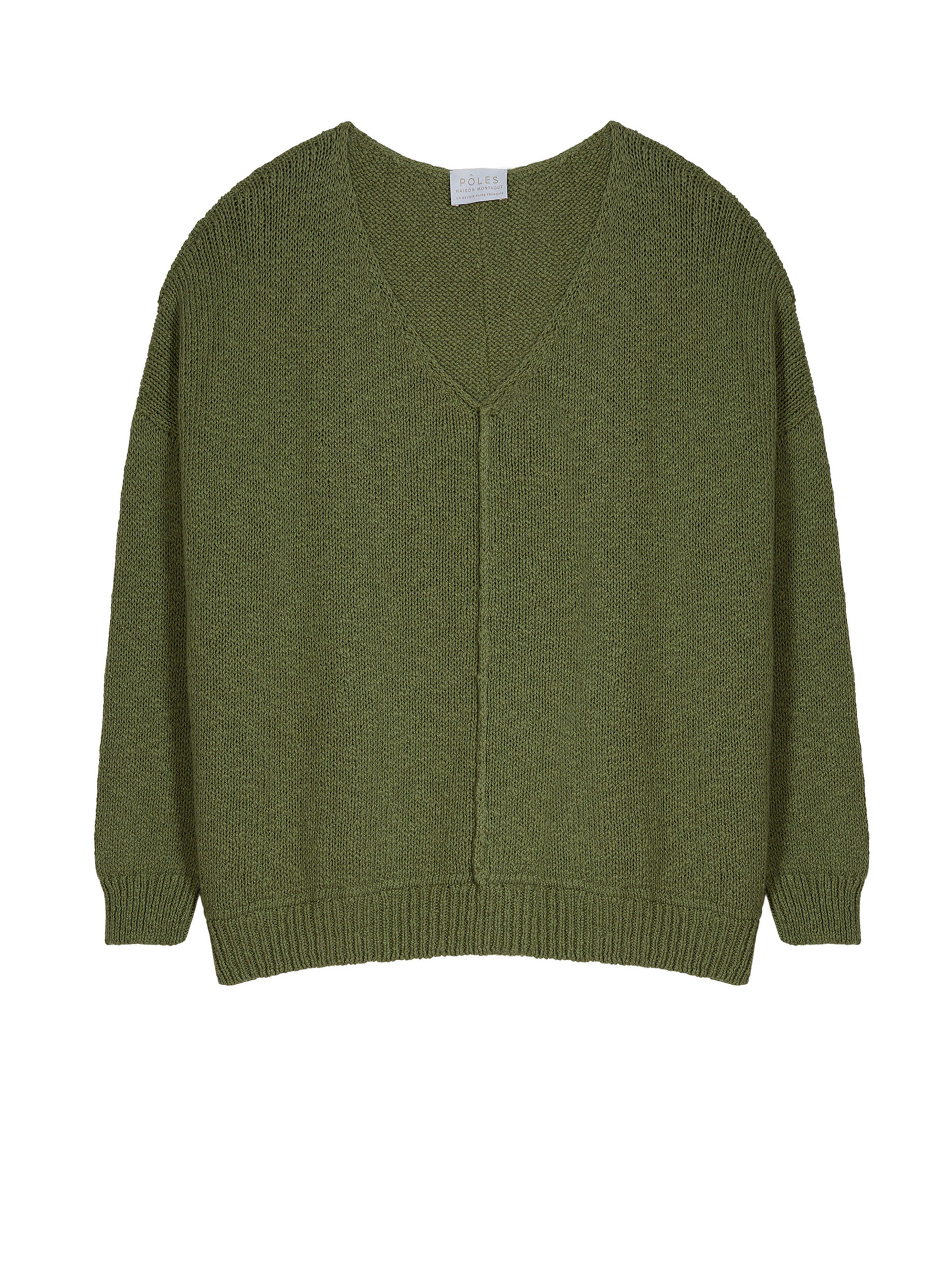 Pull ample coton et lin - Thalie  7652 olive - 22 Vert moyen