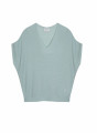 T-shirt manche chauve-souris en lin flammé - Tarra 7651 sauge - 23 Vert clair