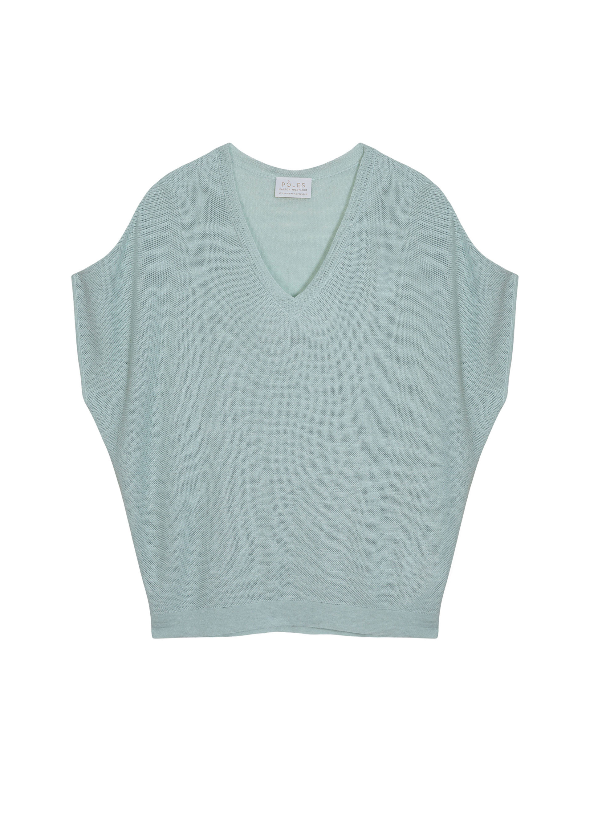 T-shirt manche chauve-souris en lin flammé - Tarra 7651 sauge - 23 Vert clair