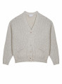 Gilet col V en coton et lin - Thais 7601 ecru - 82 Ecru