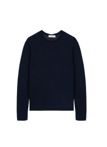 Pull col rond en lin - Rudy 7640 marine - 05 Bleu marine