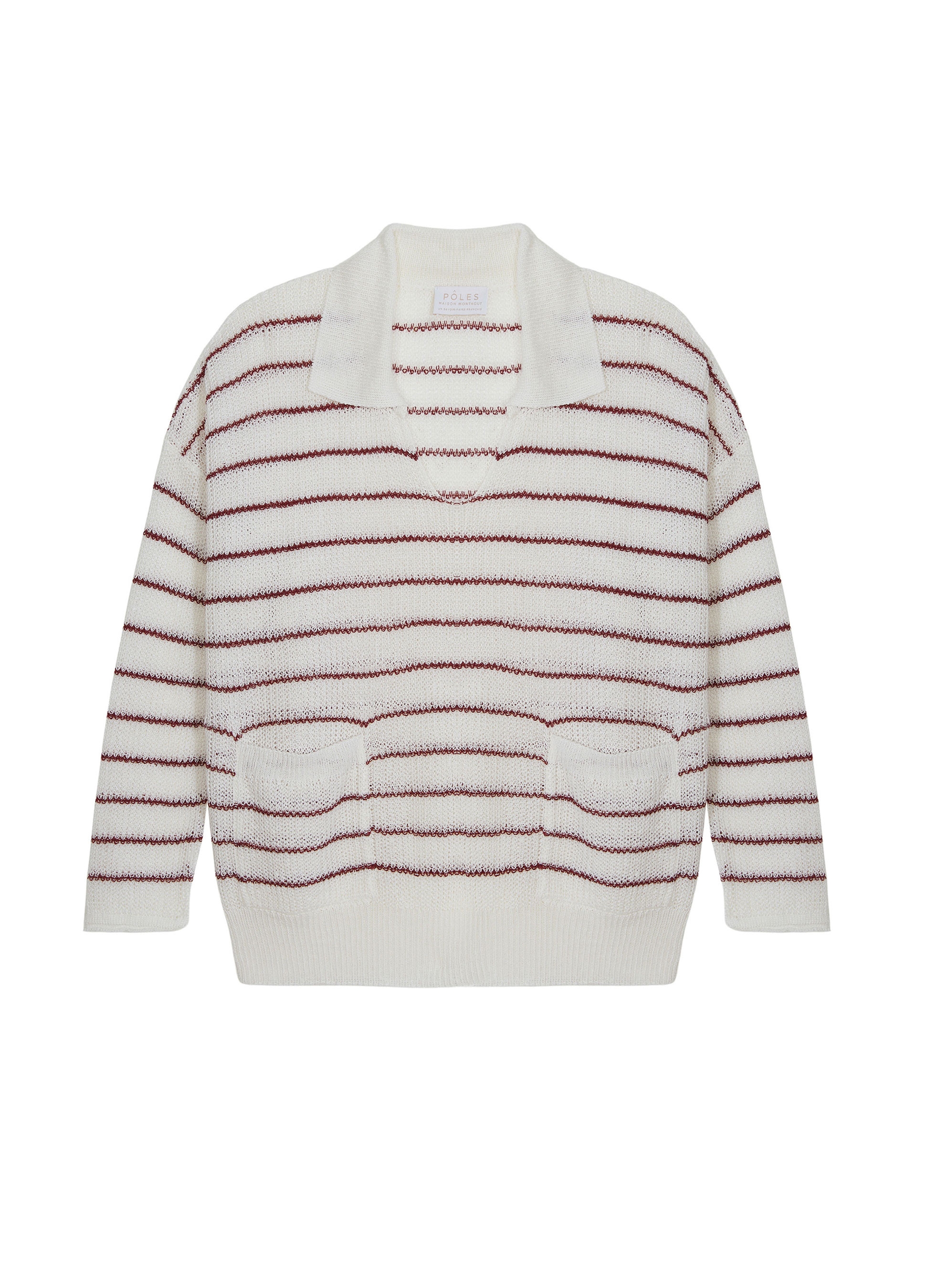 Pull ample col polo en lin - Tiara 7730 ecru/argile - 82 Ecru