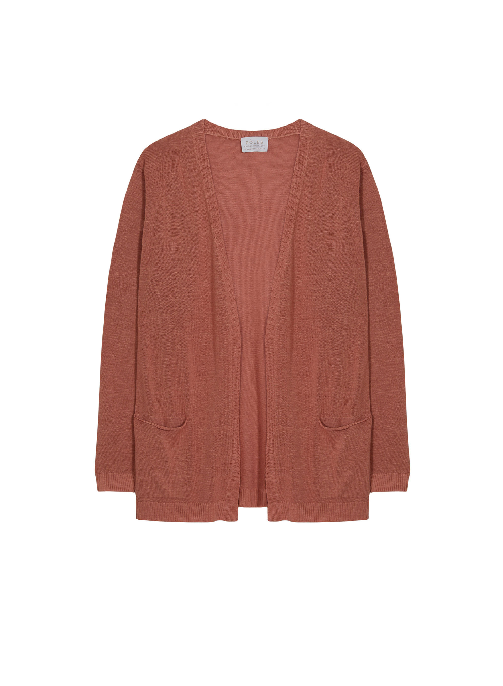 Gilet long avec poches en lin flammé - Tabata 7630 argile - 51 Bordeaux