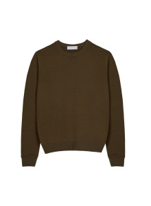 Round neck sweater with logo in merino wool - Eddie