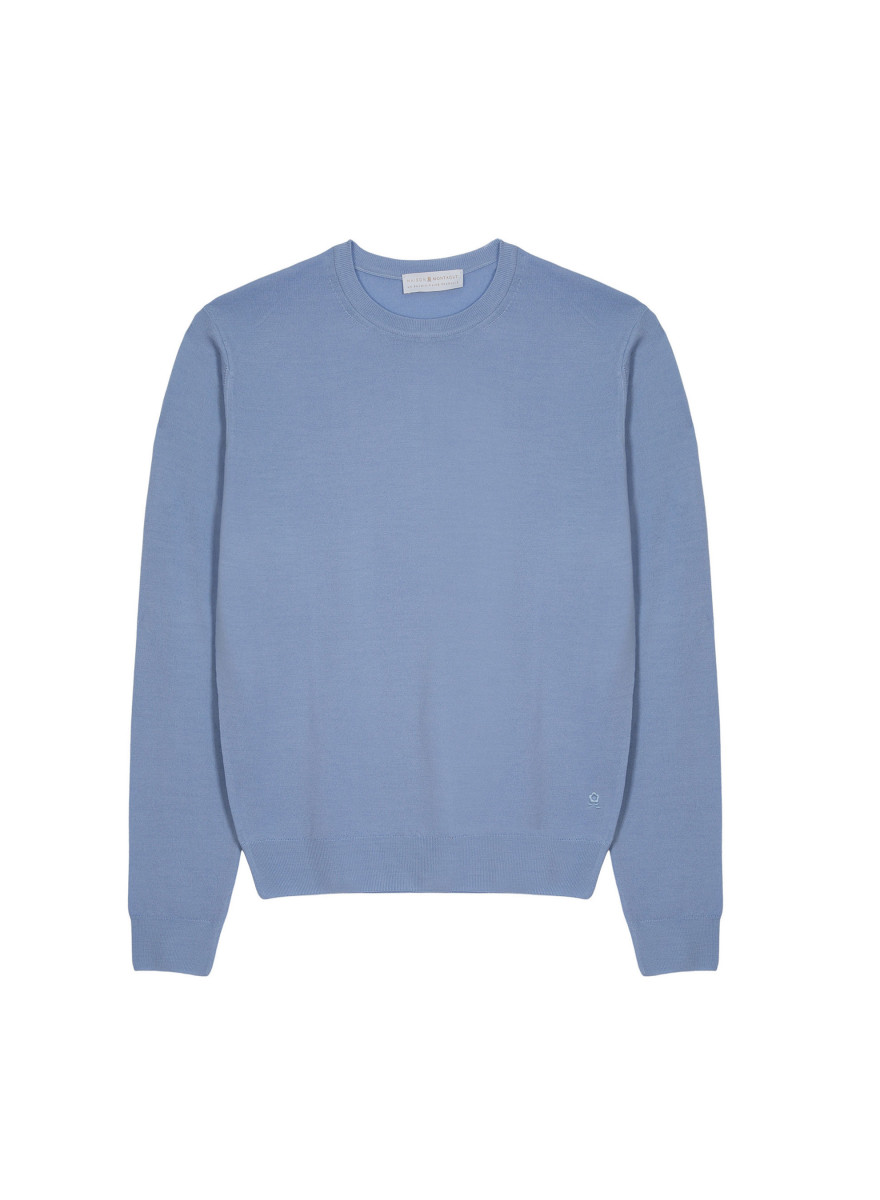 Round neck sweater with logo in merino wool - Eddie