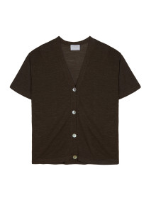 Gilet manches courtes en lin flammé - Tanya 7682 blush - 24 Rose clair