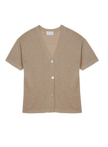 Short sleeves flamed linen cardigan - Tanya