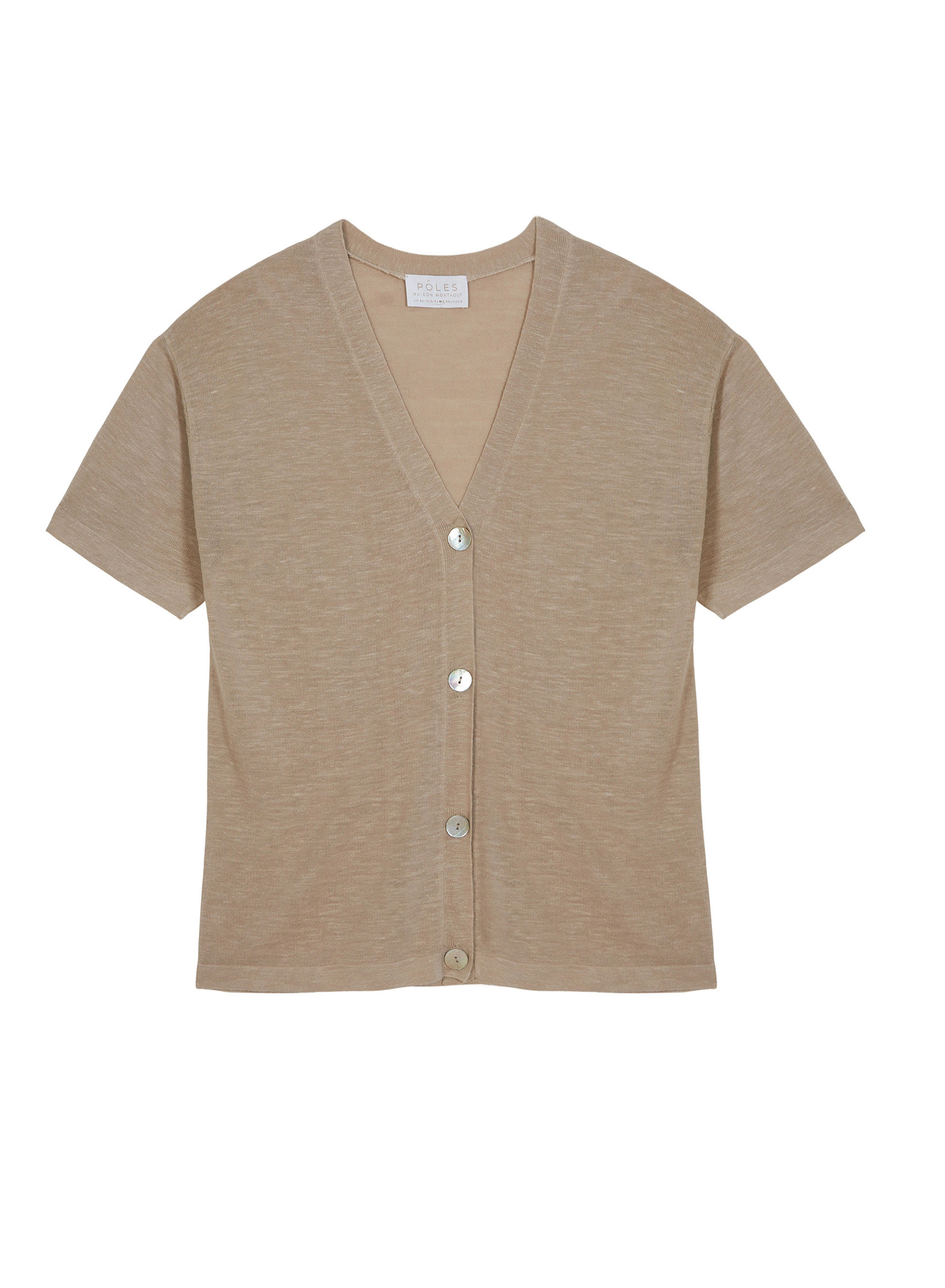 Gilet manches courtes en lin flammé - Tanya 7682 blush - 24 Rose clair