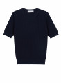  	T-shirt col rond en coton bio - Sidonie 7640 marine - 05 Bleu marine