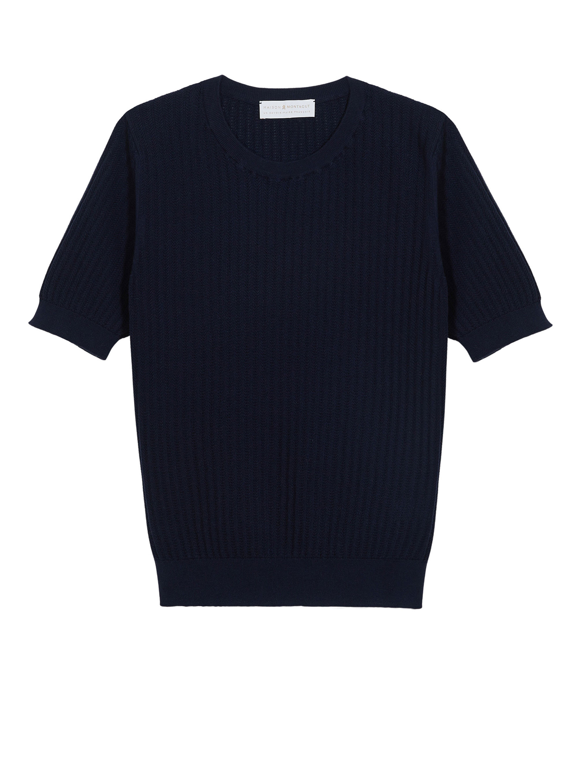  	T-shirt col rond en coton bio - Sidonie 7640 marine - 05 Bleu marine