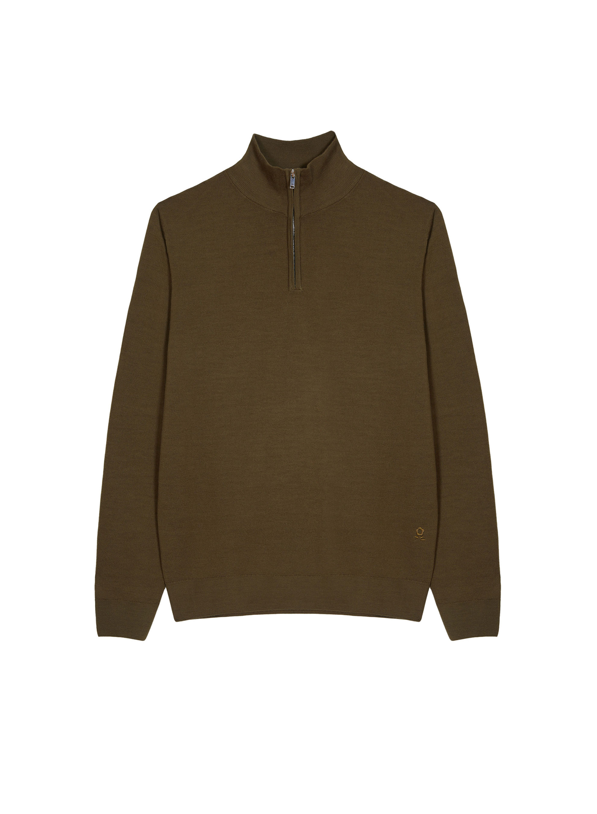 Pull col camionneur avec logo en laine mérinos - Ryan 7650 kaki - 83 Kaki