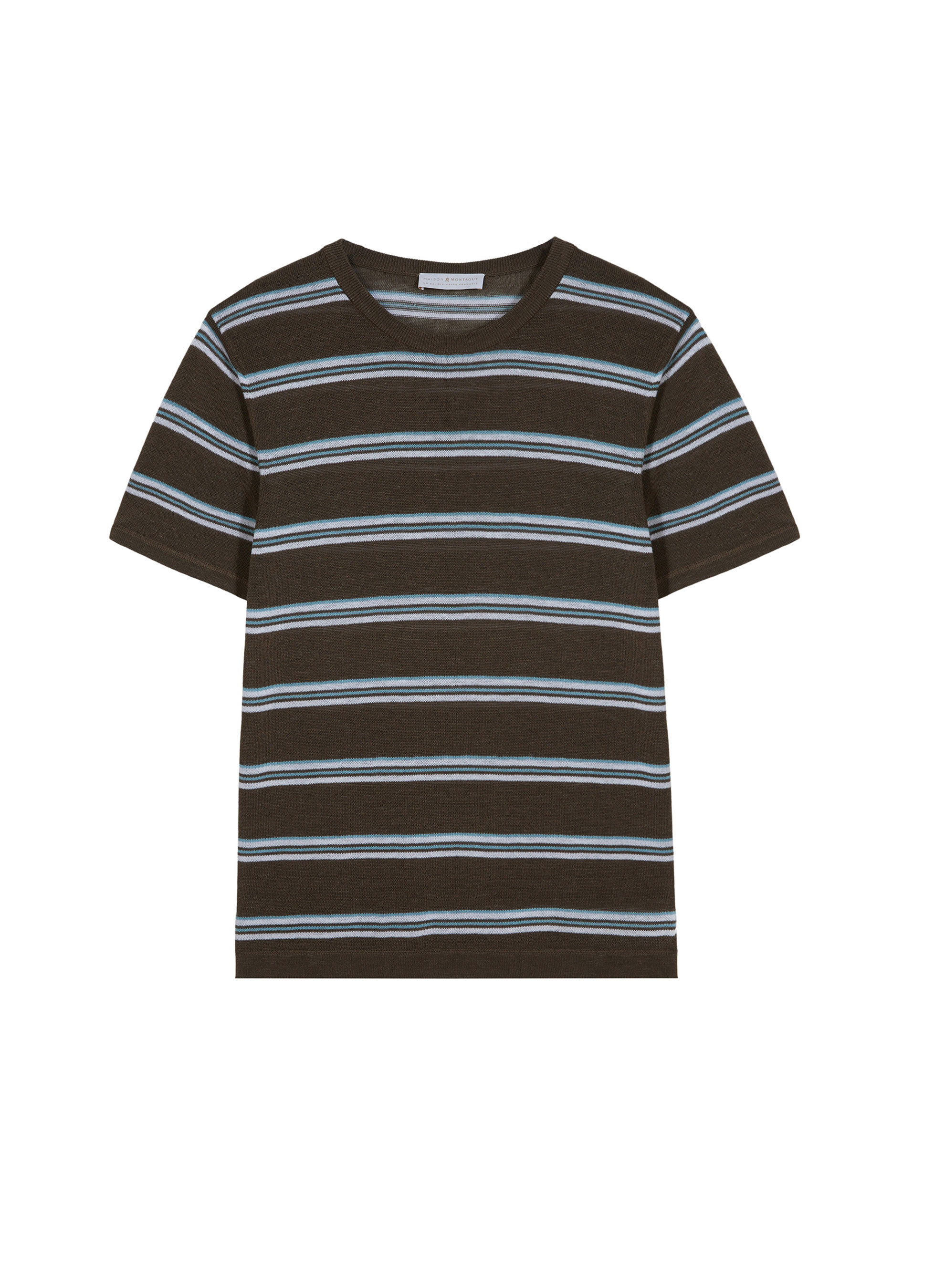 T-shirt à rayures en lin flammé - Remi 7726 kaki - 83 Kaki