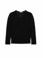 T-shirt col tunisien en lin flammé - Blayne 7610 noir - 01 Noir