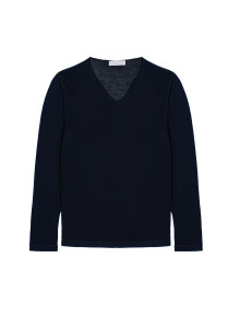 T-shirt col tunisien en lin flammé - Blayne 7640 marine - 05 Bleu marine