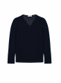 T-shirt col tunisien en lin flammé - Blayne 7640 marine - 05 Bleu marine