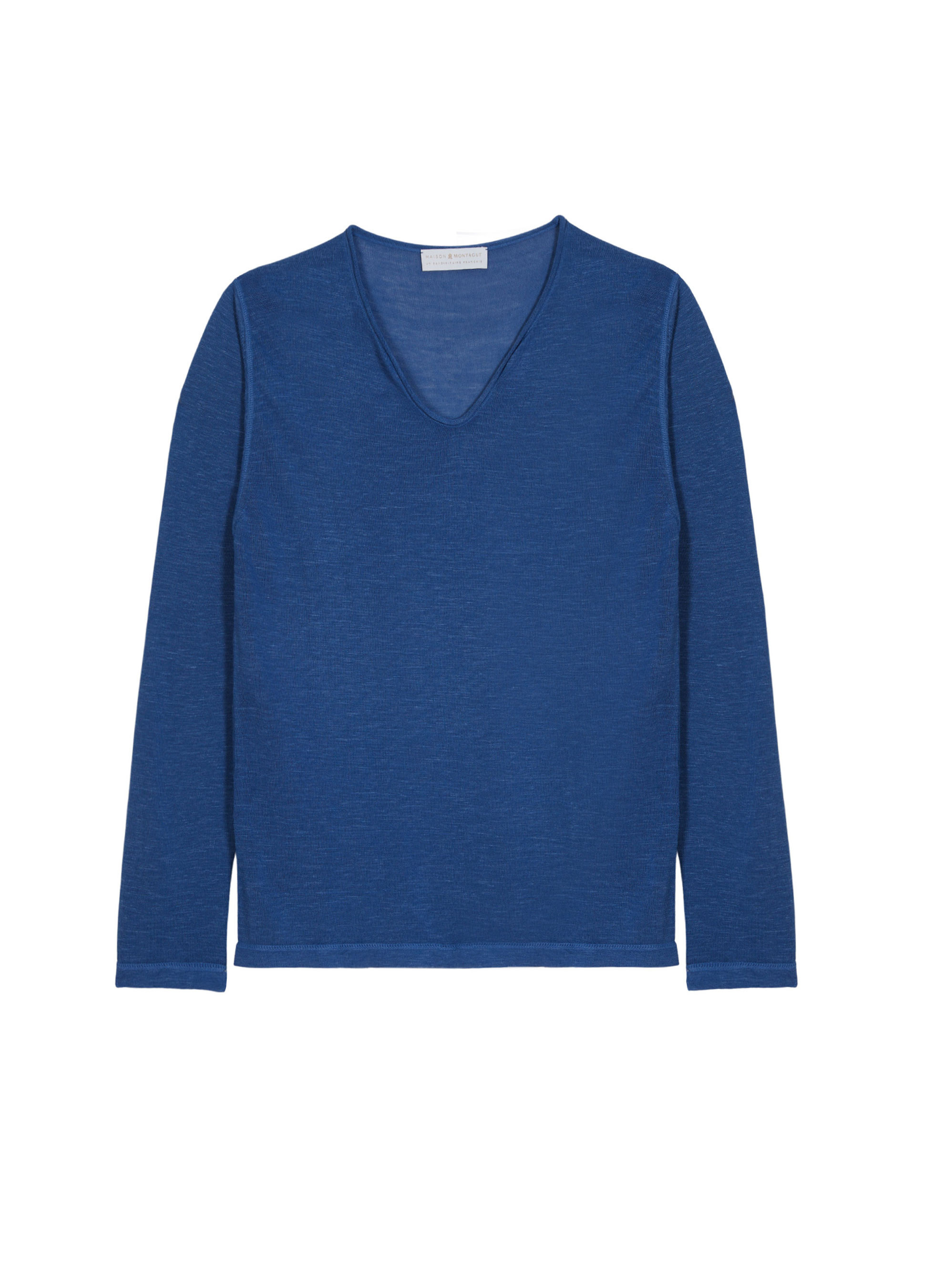  	T-shirt col tunisien en lin flammé - Blayne 7643 orage - 06 Bleu moyen