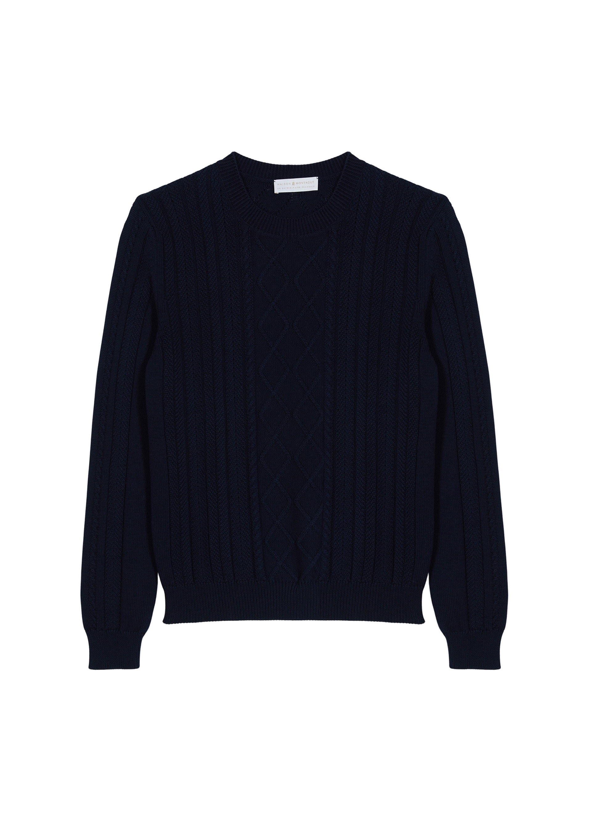 Pull torsadé en coton bio - Ridwane 7640 marine - 05 Bleu marine