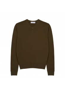 V-neck sweater with logo in merino wool - Elmo