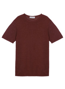 T-shirt col rond en lin flammé - Renaud 7630 argile - 51 Bordeaux