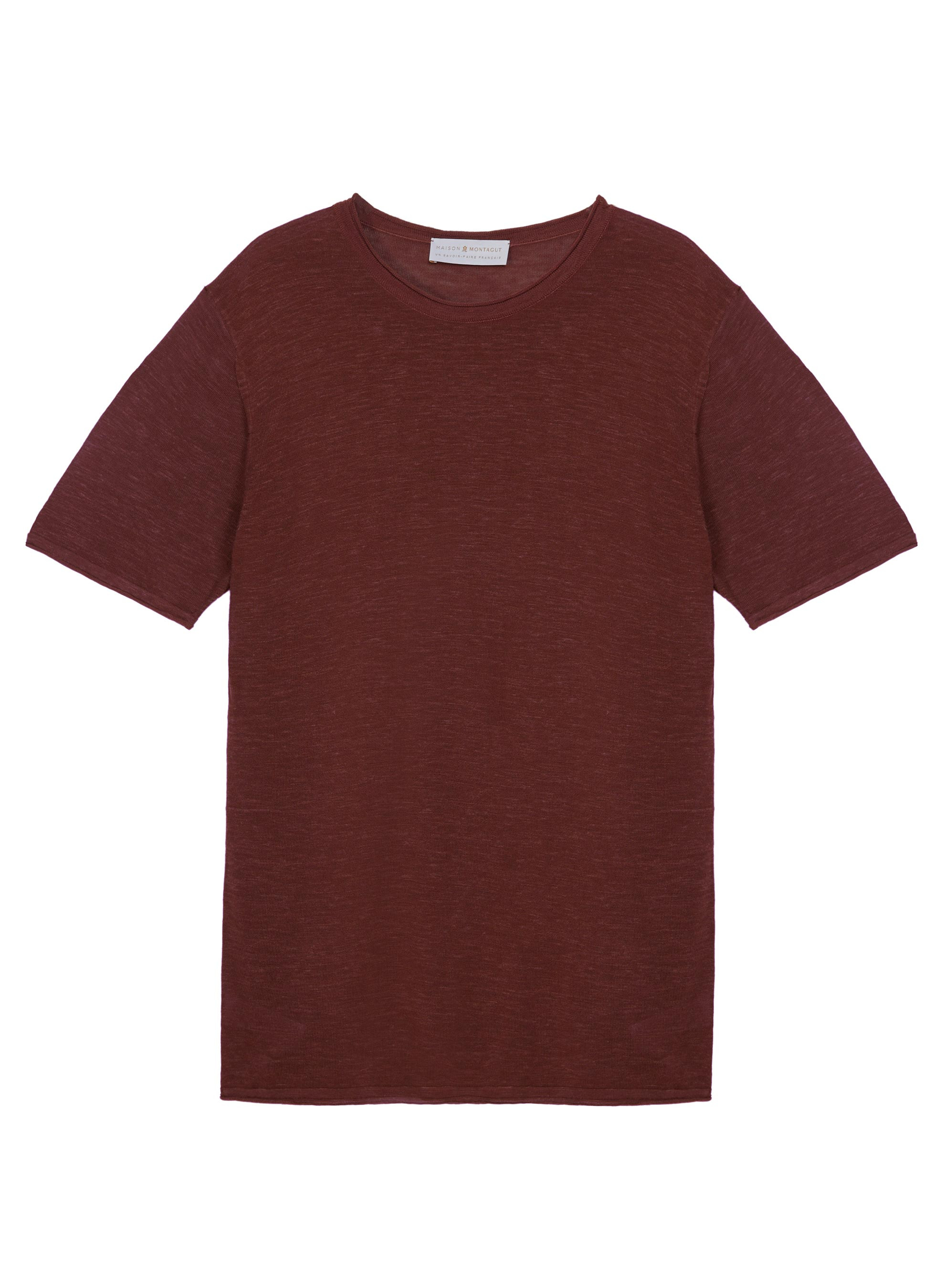 T-shirt col rond en lin flammé - Renaud 7630 argile - 51 Bordeaux