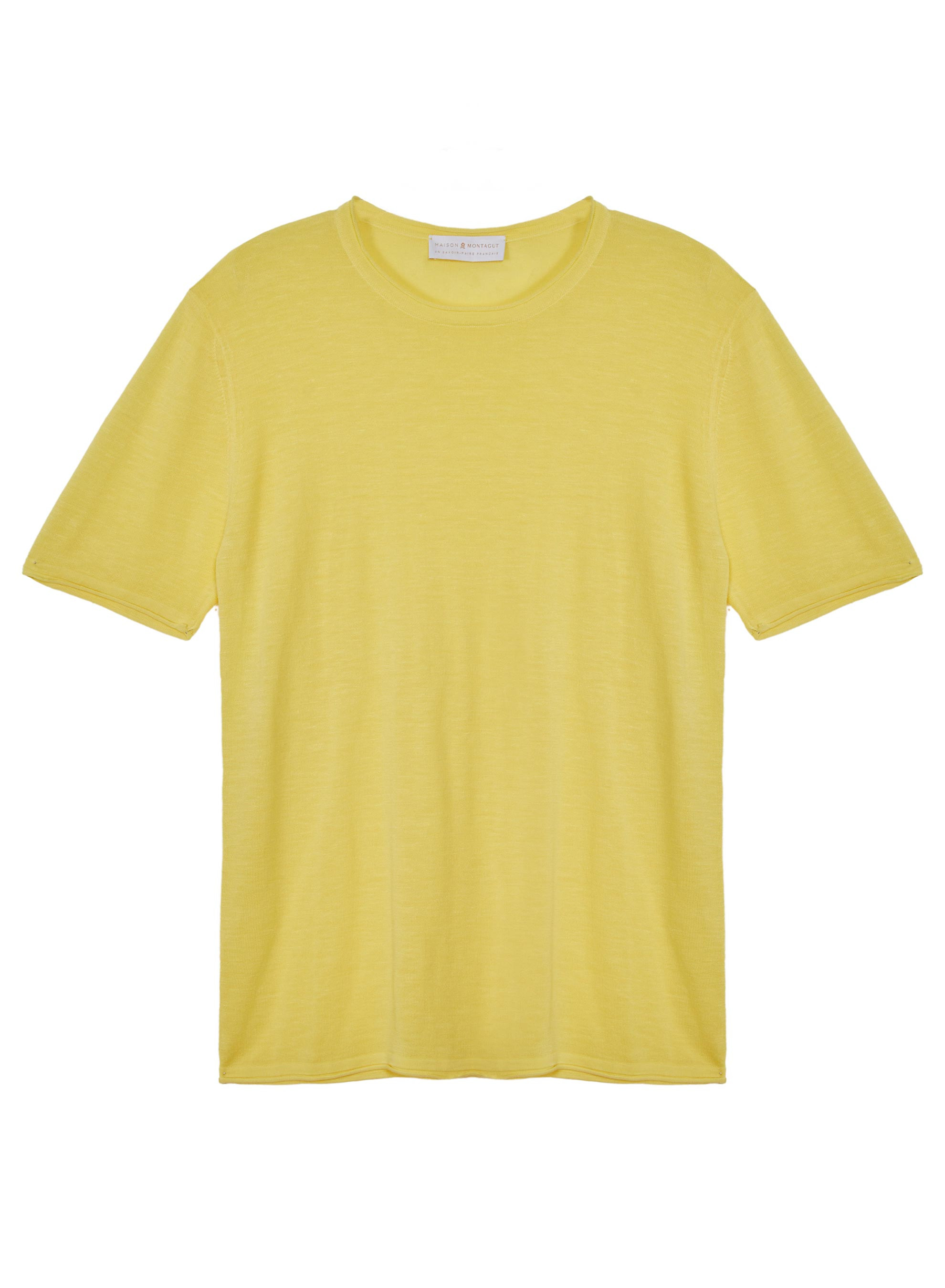  	T-shirt col rond en lin flammé - Renaud 7660 citron - 08 Jaune