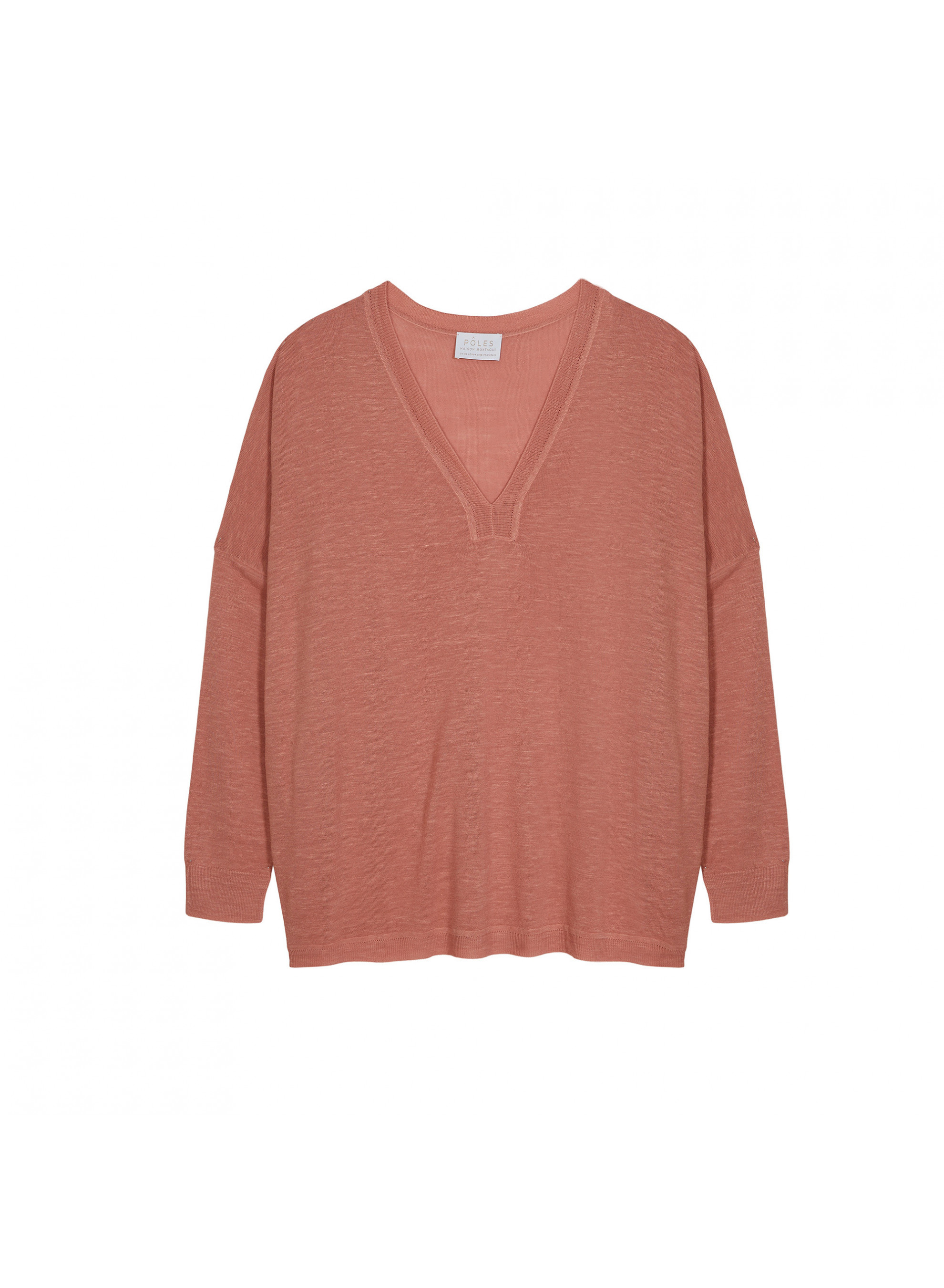Oversized v-neck flamed linen t-shirt - Beja