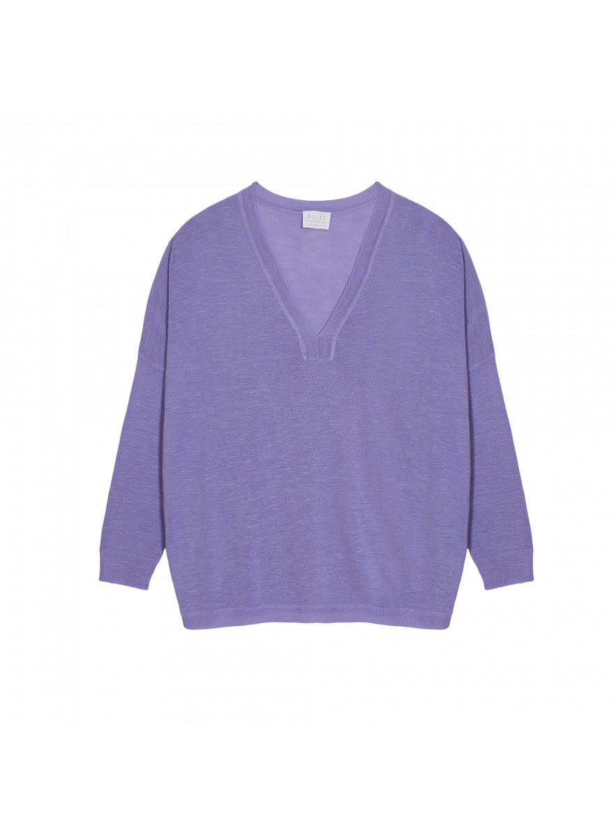 T-shirt oversize col v en lin flammé - Beja