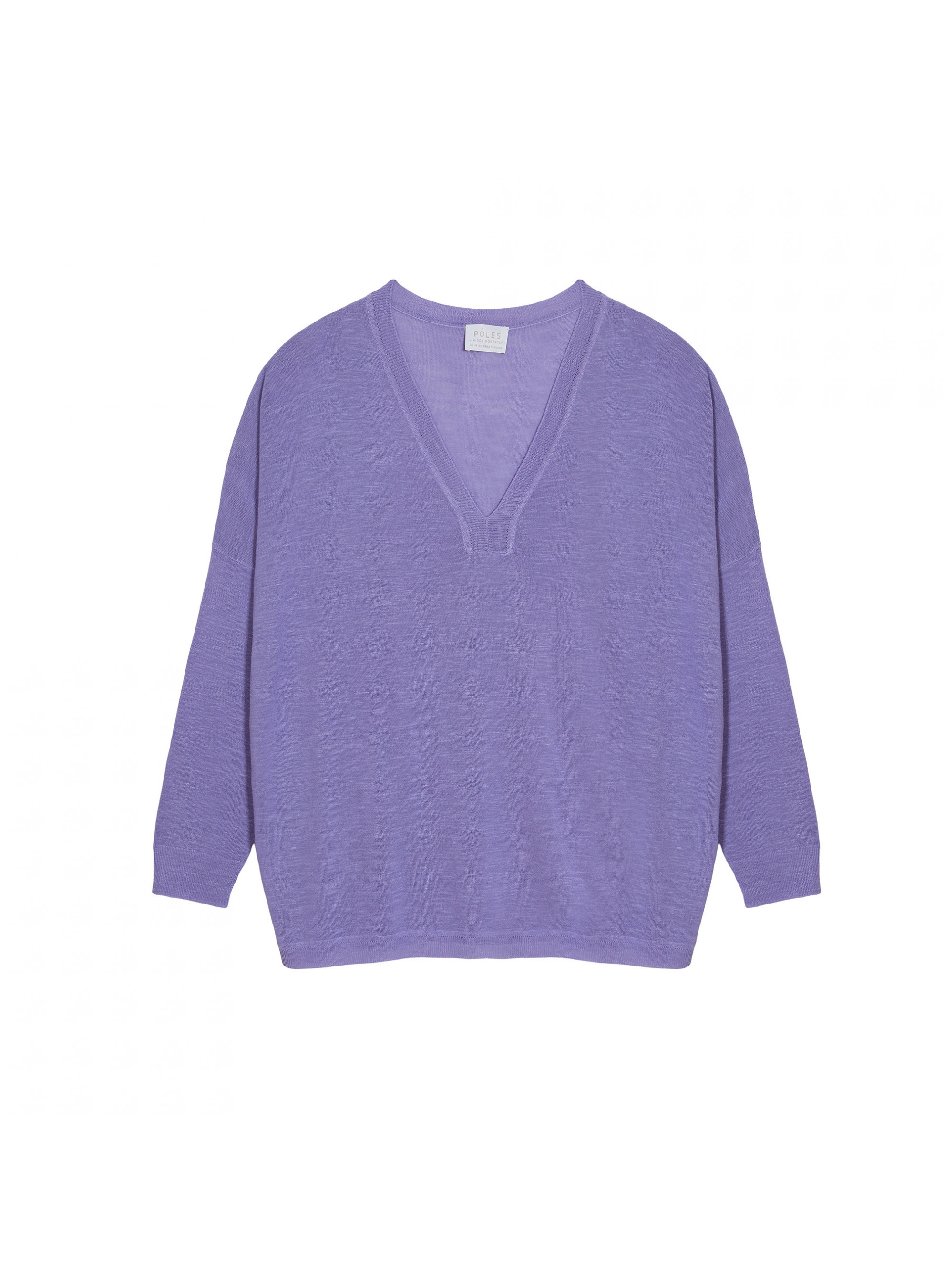 Oversized v-neck flamed linen t-shirt - Beja