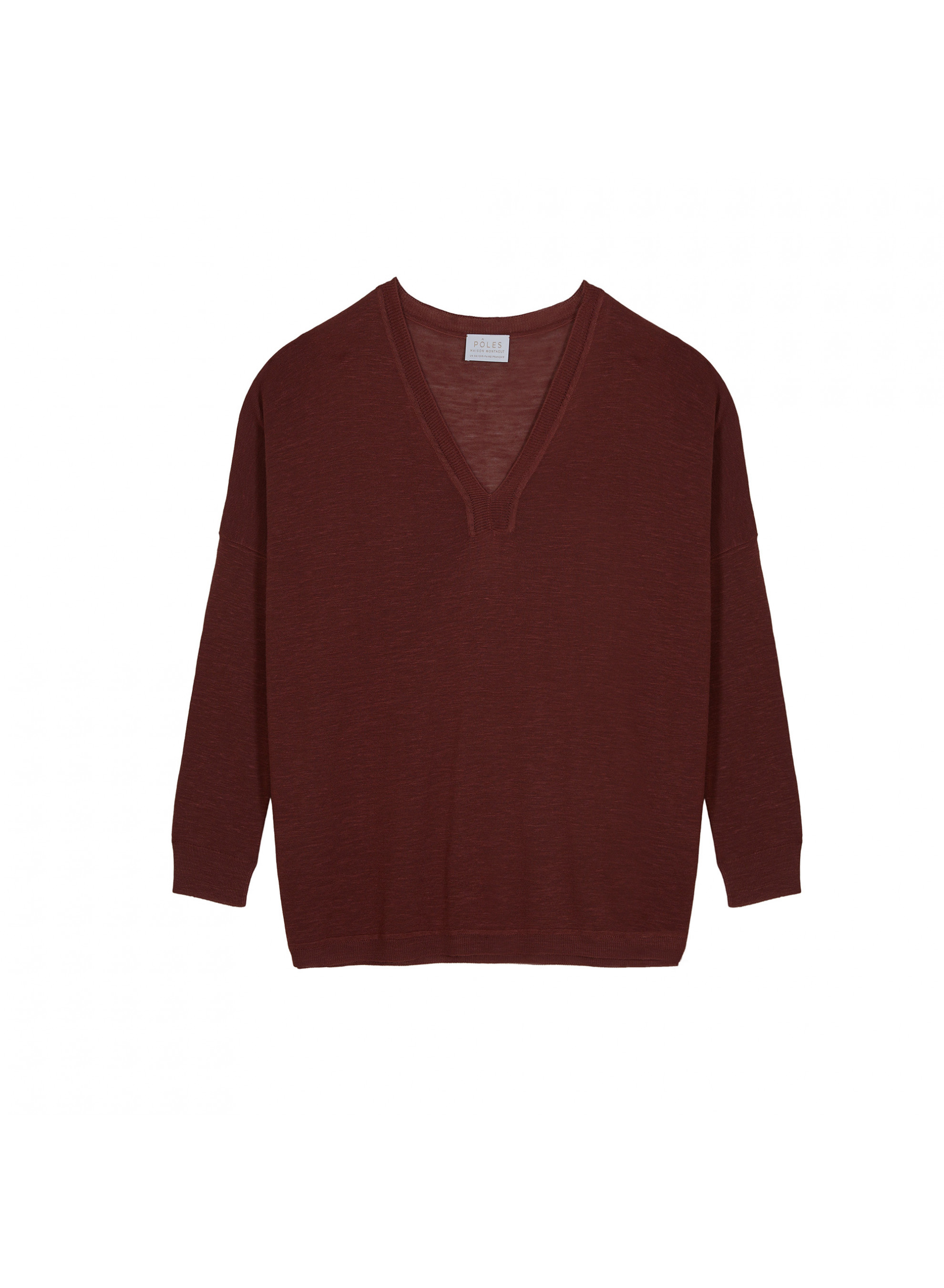 Oversized v-neck flamed linen t-shirt - Beja