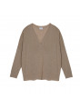 Oversized v-neck flamed linen t-shirt - Beja