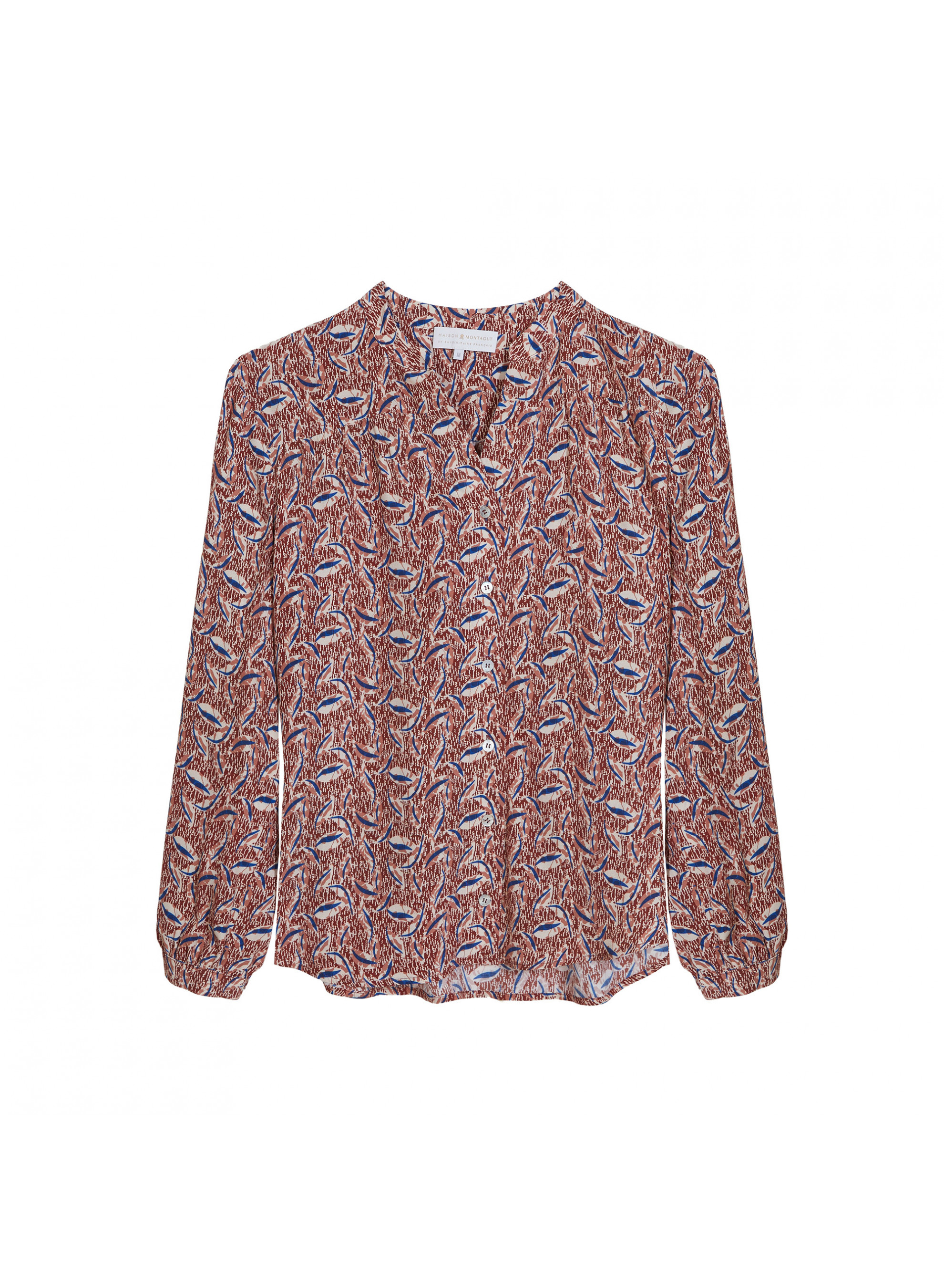 Chemisier manches longues à motifs en chaine et trame viscose - Seina 7722 blush - 51 Bordeaux