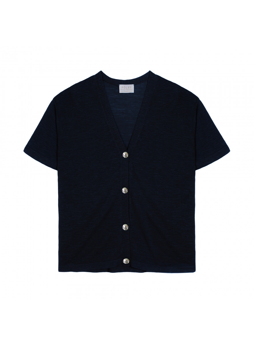 Short sleeves flamed linen cardigan - Tanya