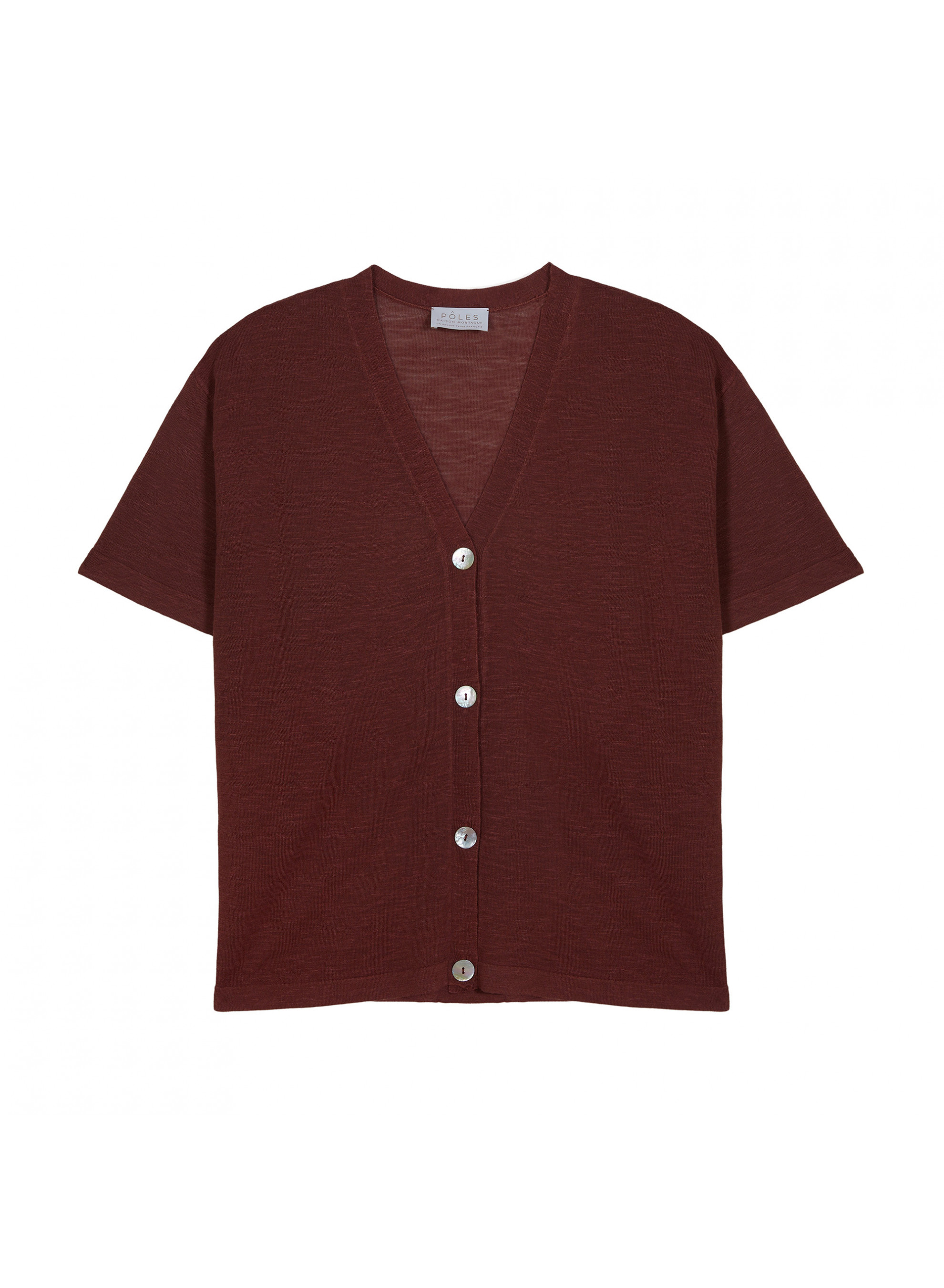 Gilet manches courtes en lin flammé - Tanya 7630 argile - 51 Bordeaux