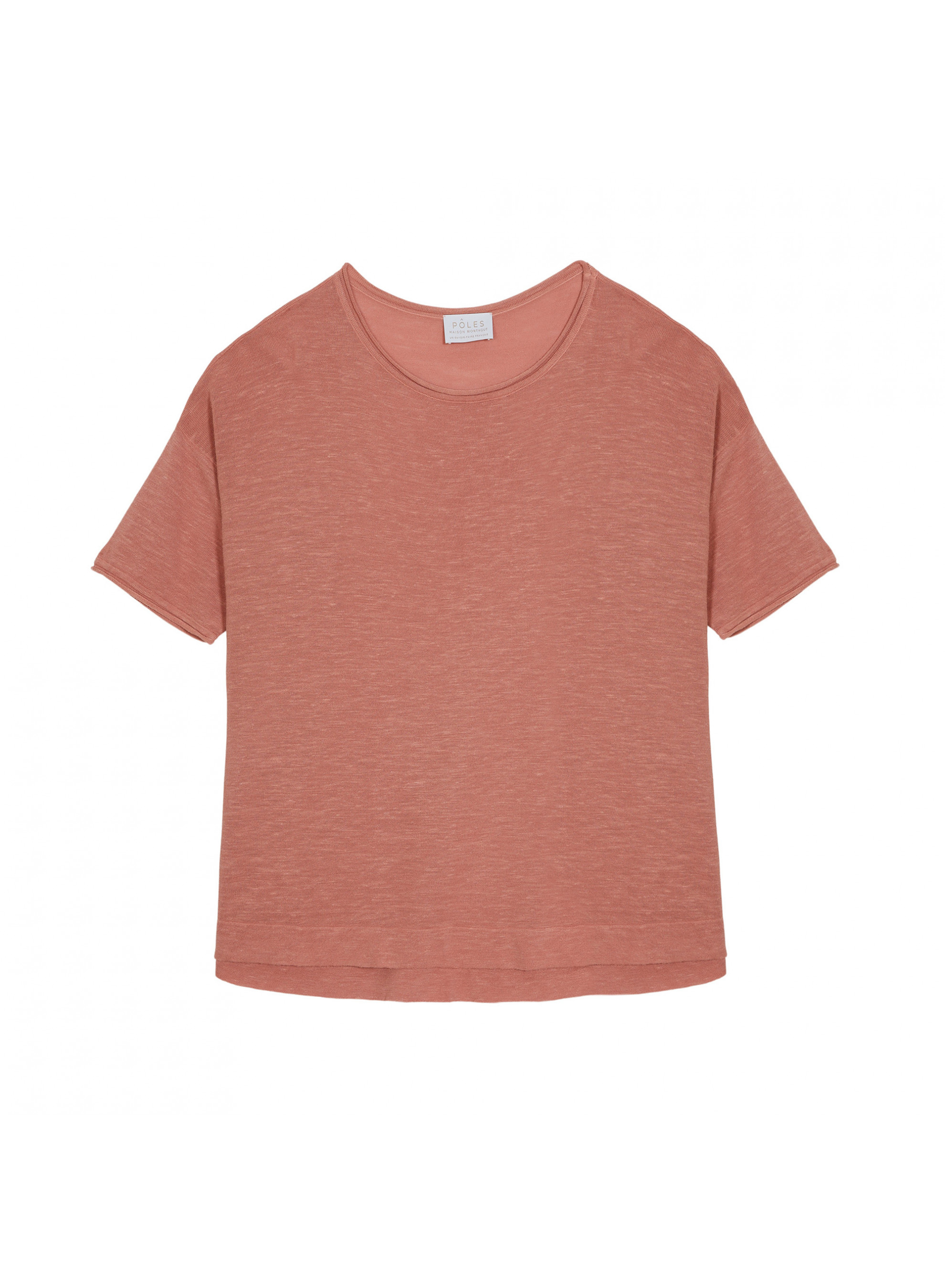 T-shirt ample manches coudes en lin flammé - Taslim 7682 blush - 24 Rose clair