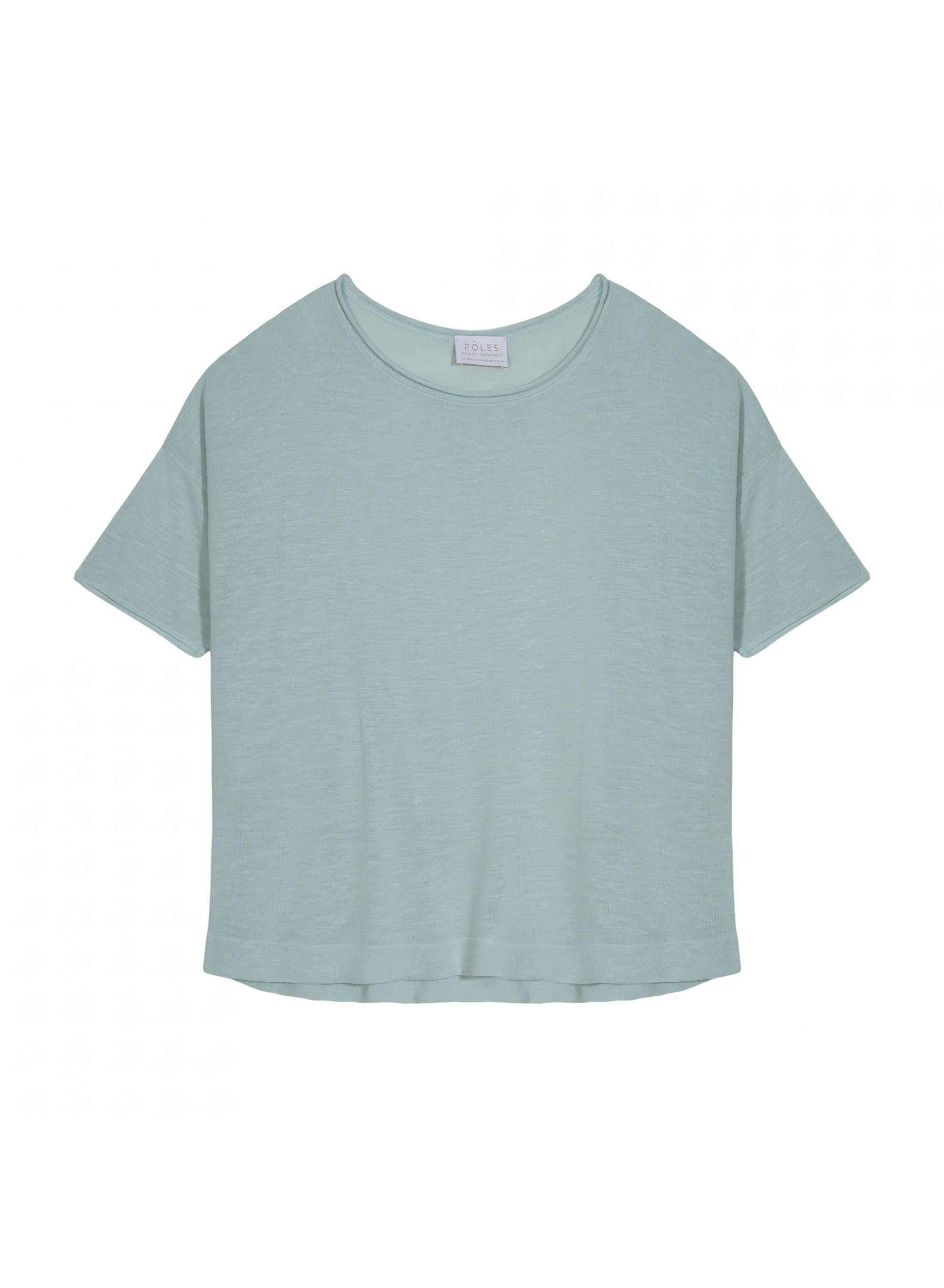 T-shirt ample manches coudes en lin flammé - Taslim 7651 sauge - 23 Vert clair