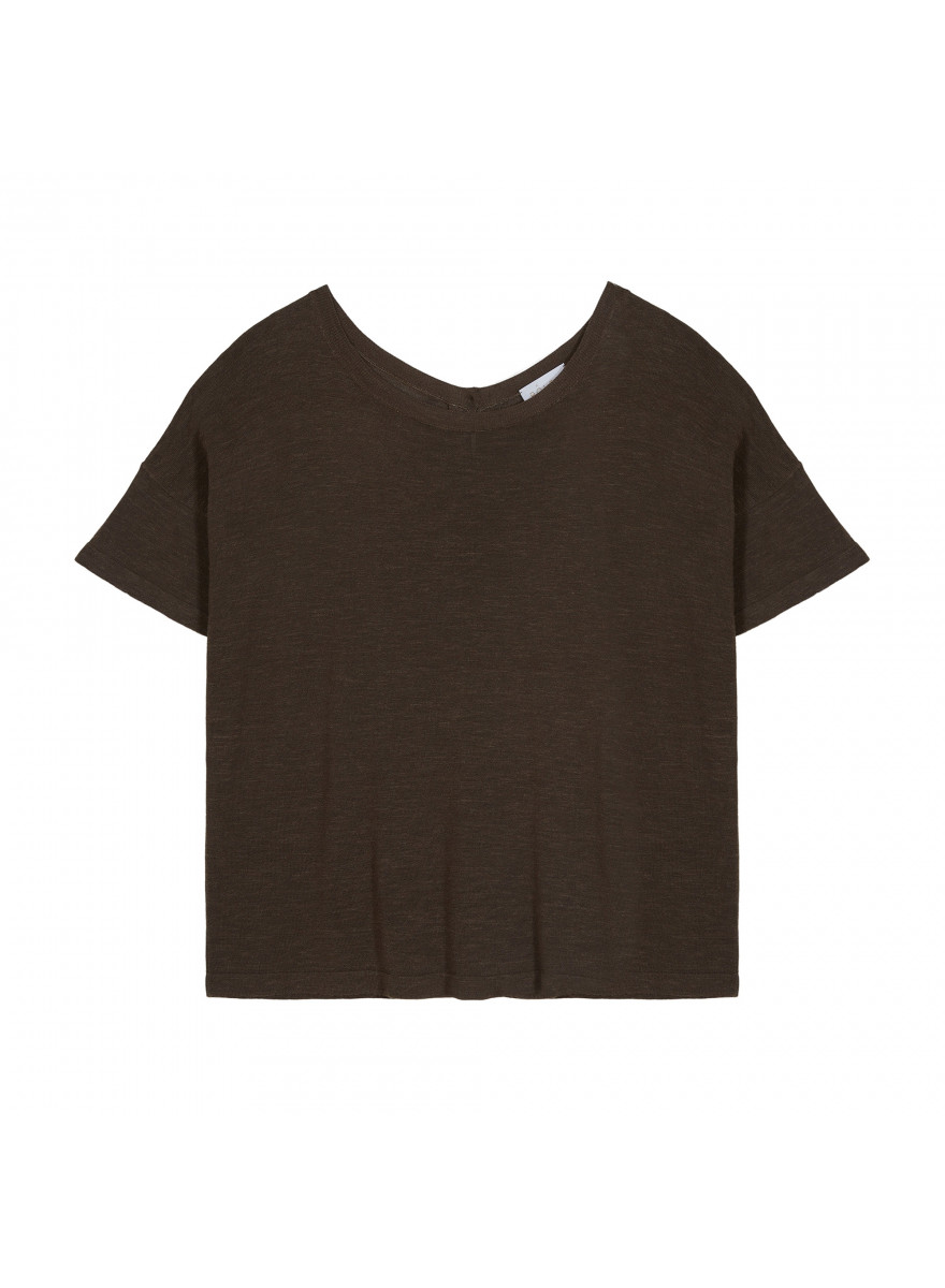 T-shirt boutonné en lin flammé - Tally