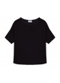 T-shirt ample manches coudes en lin flammé - Taslim 7610 noir - 01 Noir