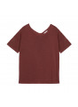 T-shirt boutonné dans le dos en lin flammé - Tally 7630 argile - 51 Bordeaux